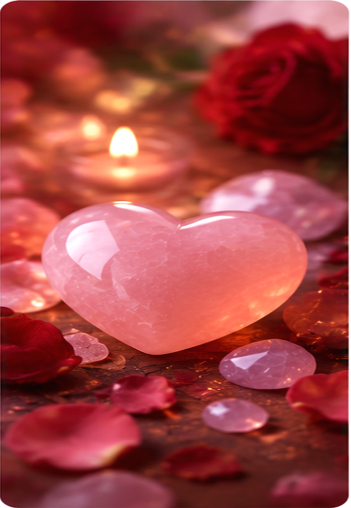 Rose quartz love crystal arrangement