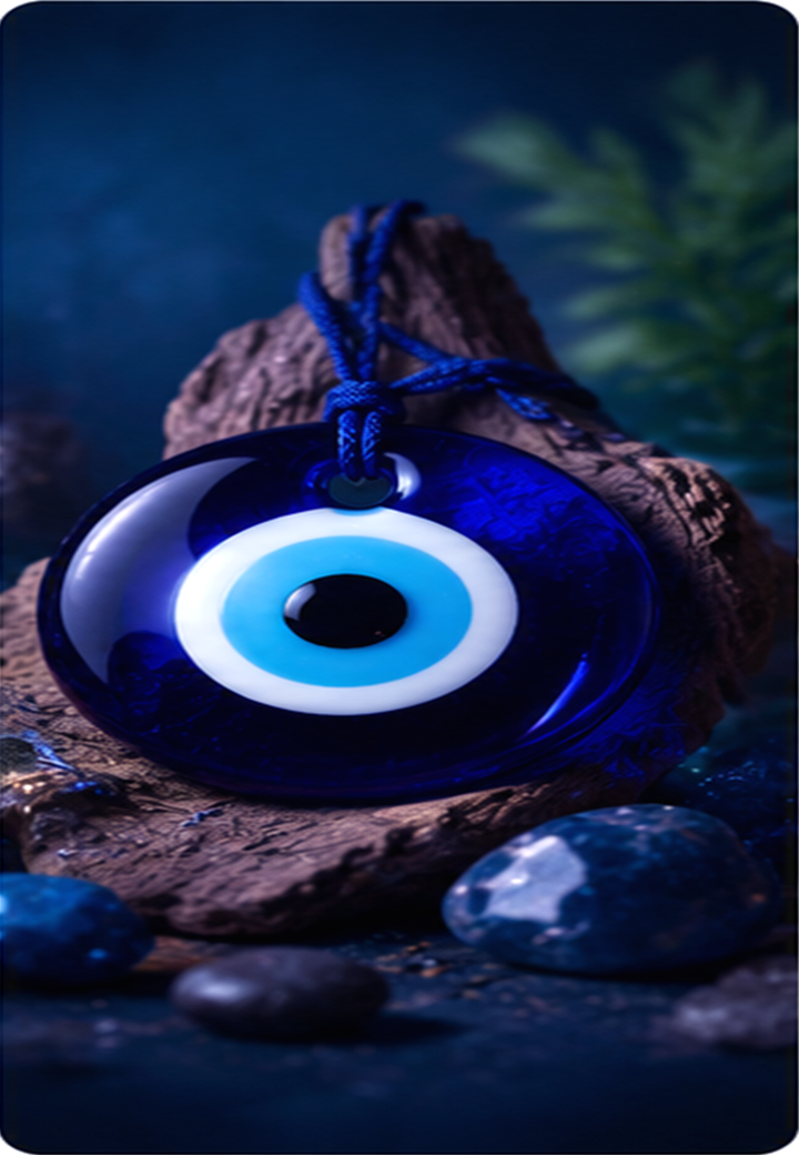Evil eye protection charm with crystals
